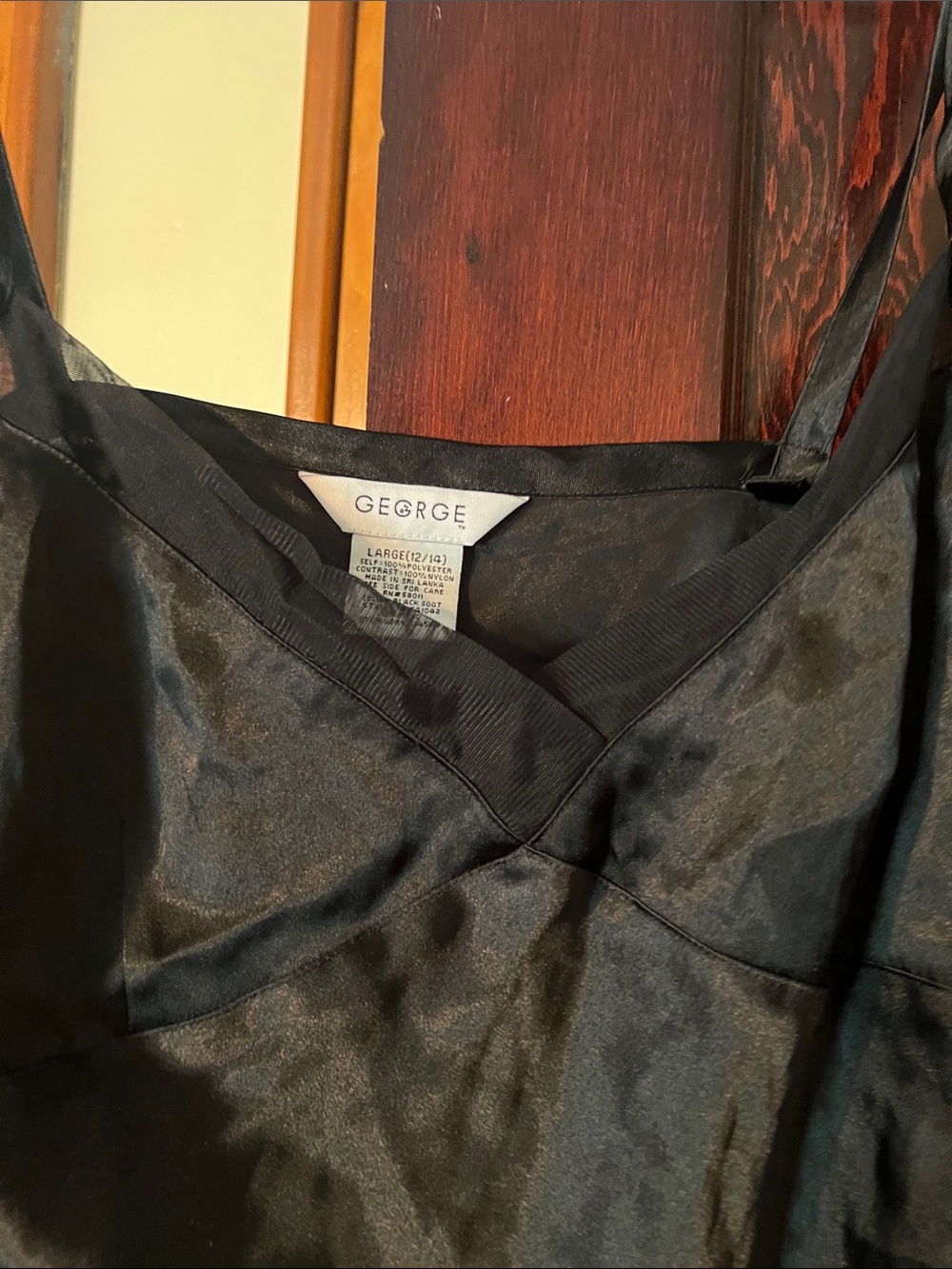 George Black Satin V-Neck Cami